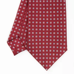 Burgundy Sartorial Classic Tie - Small Flower Pattern