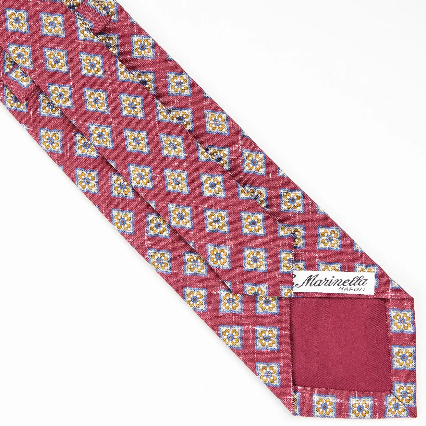 Burgundy Sartorial Cotton And Silk Tie - Large Flower Pattern