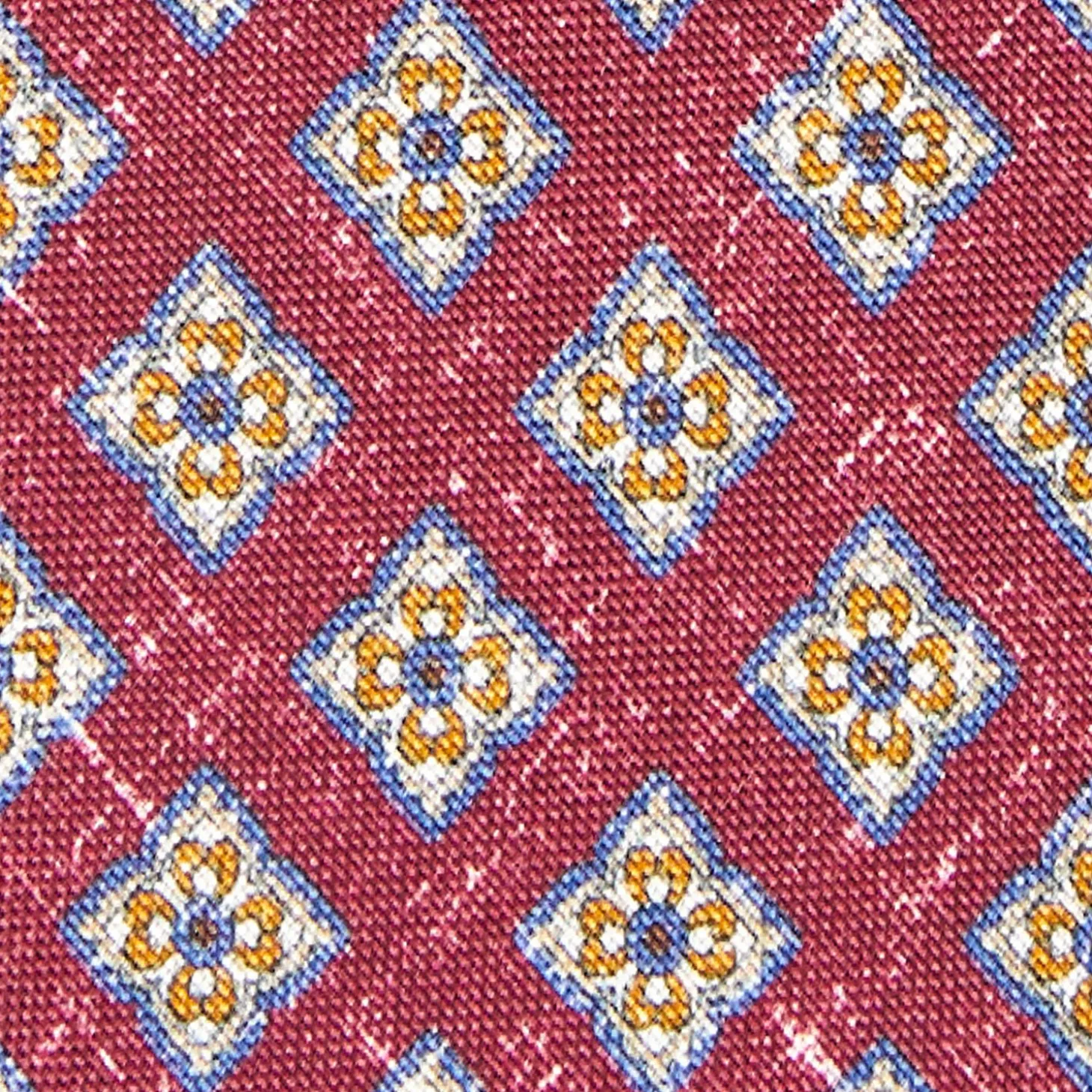 Burgundy Sartorial Cotton And Silk Tie - Large Flower Pattern