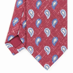 Burgundy Sartorial Cotton And Silk Tie - Paisley Pattern