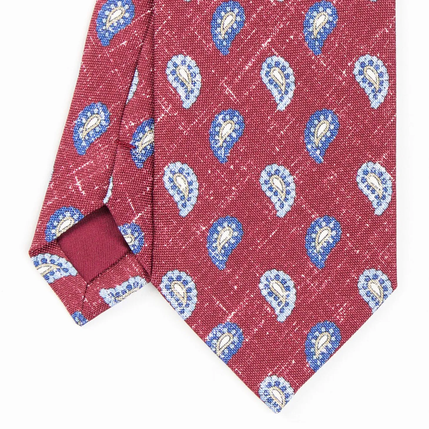 Burgundy Sartorial Cotton And Silk Tie - Paisley Pattern