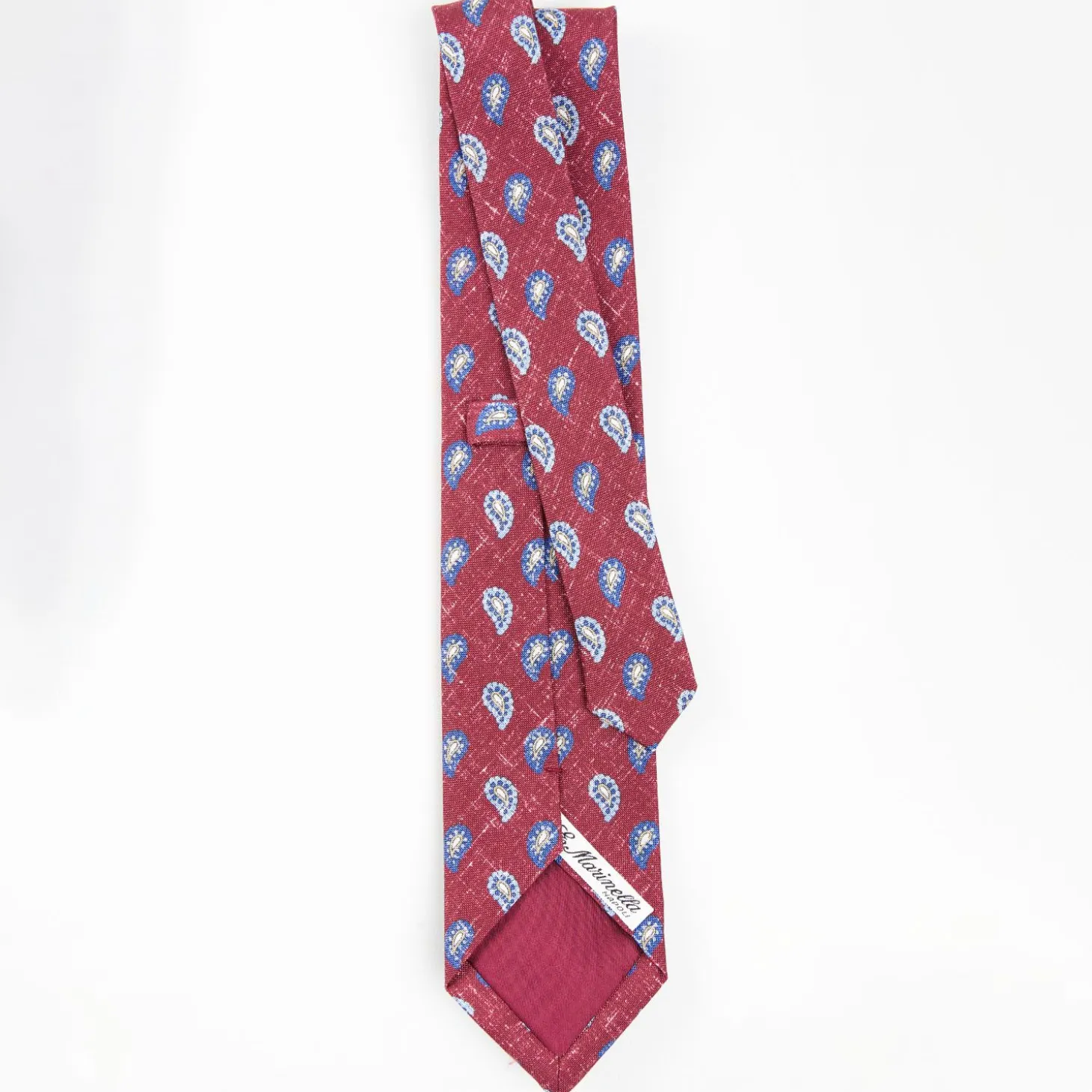 Burgundy Sartorial Cotton And Silk Tie - Paisley Pattern