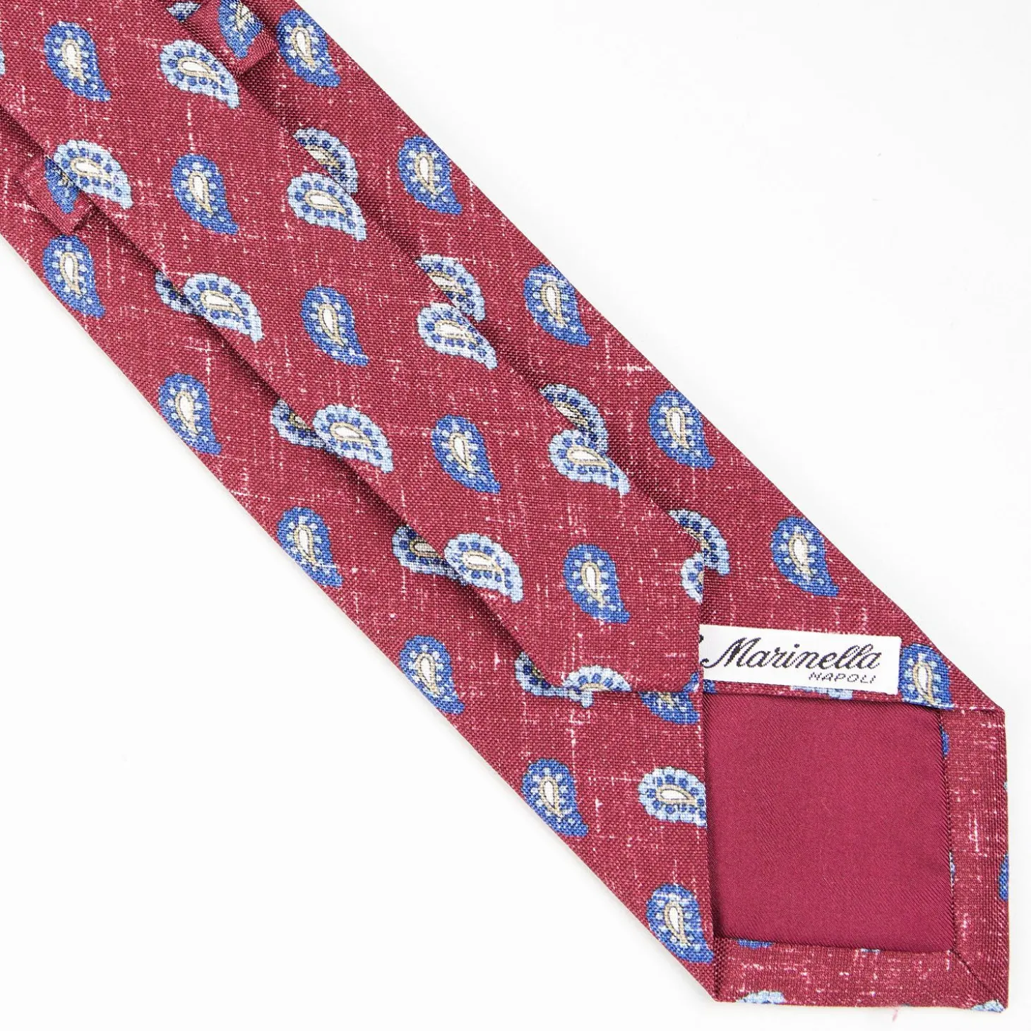 Burgundy Sartorial Cotton And Silk Tie - Paisley Pattern