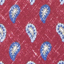 Burgundy Sartorial Cotton And Silk Tie - Paisley Pattern