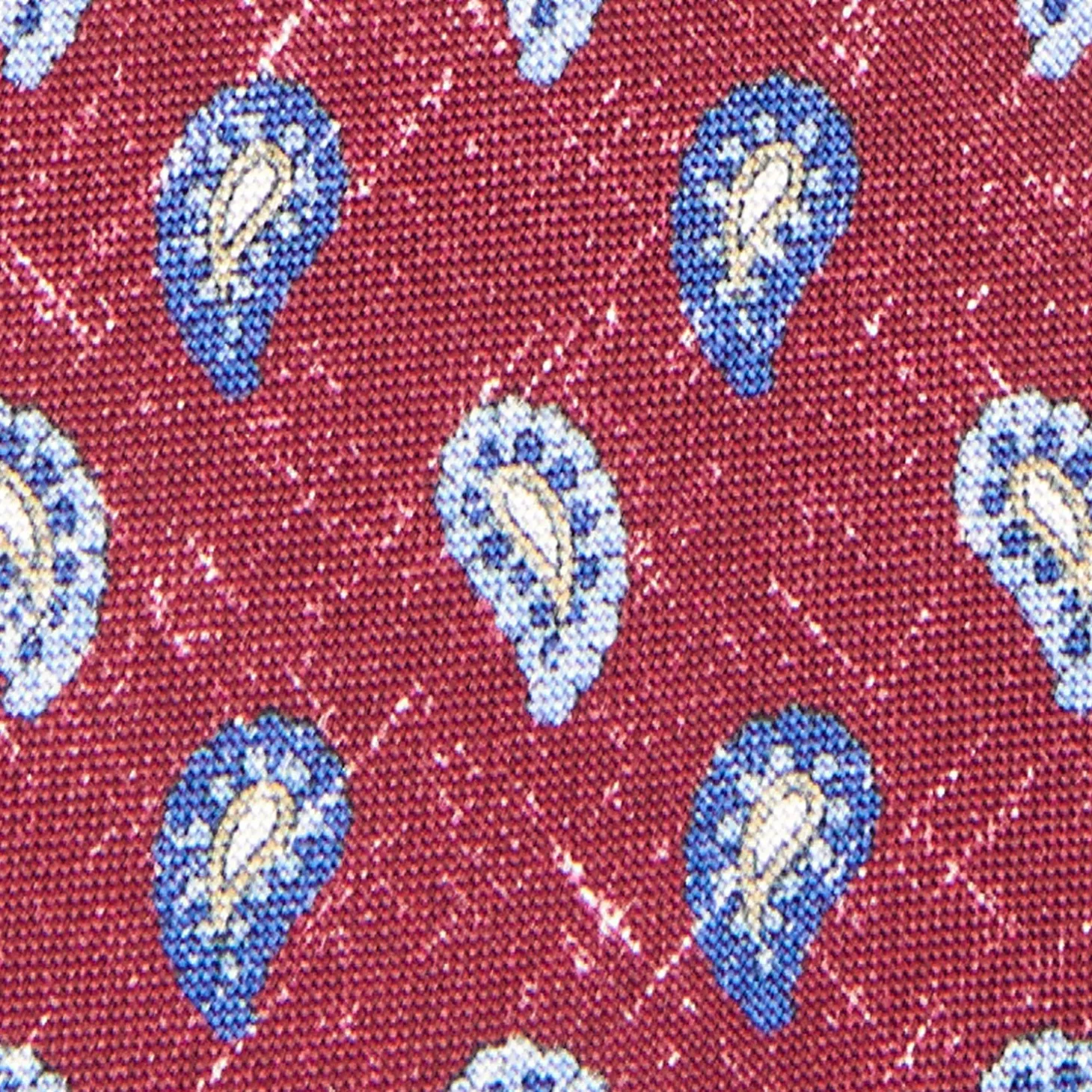 Burgundy Sartorial Cotton And Silk Tie - Paisley Pattern