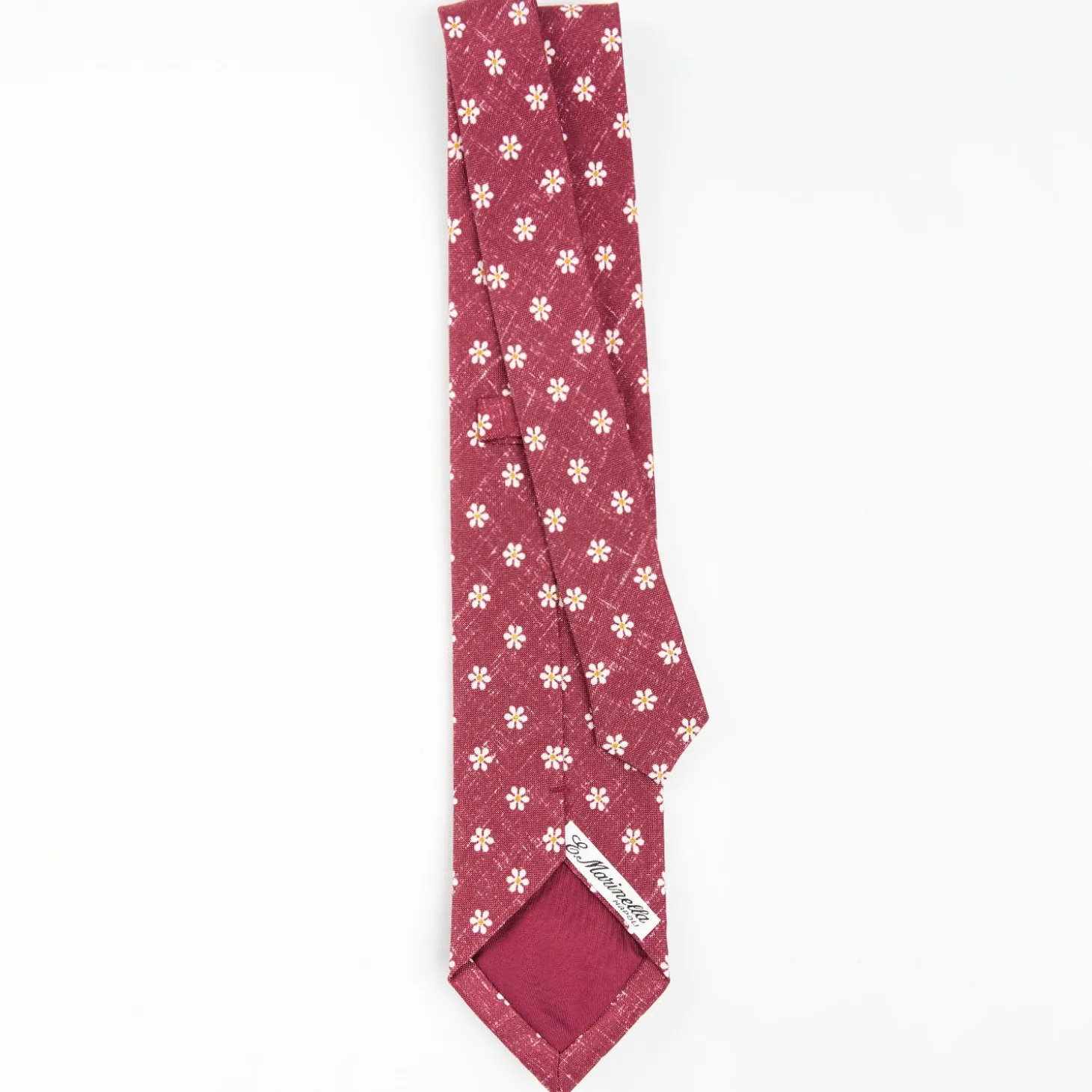 Burgundy Sartorial Cotton And Silk Tie - Large Flower Pattern