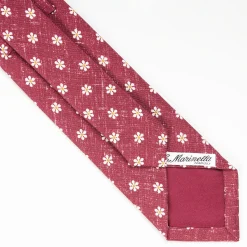 Burgundy Sartorial Cotton And Silk Tie - Large Flower Pattern