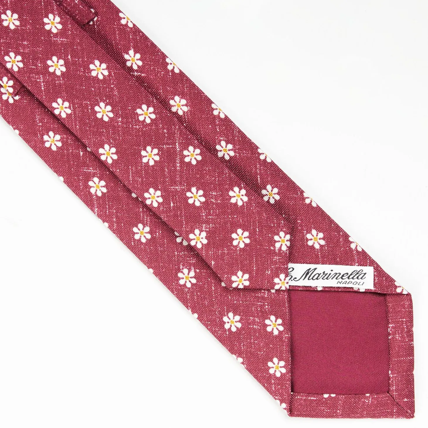 Burgundy Sartorial Cotton And Silk Tie - Large Flower Pattern