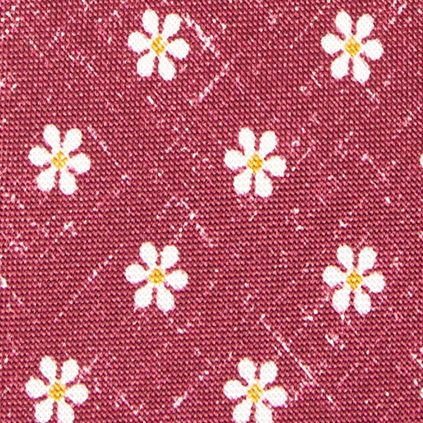 Burgundy Sartorial Cotton And Silk Tie - Large Flower Pattern