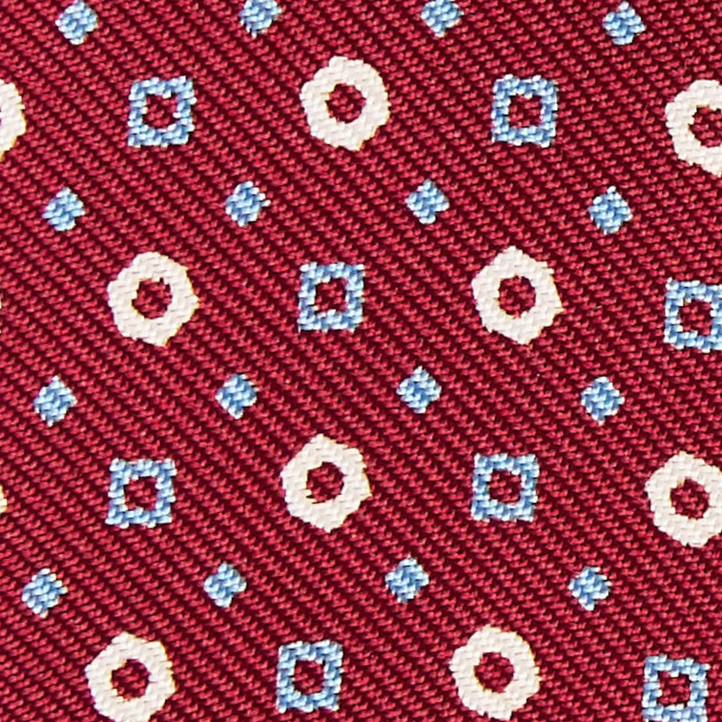 Burgundy Silk Bowtie To Self-Tie - Small Geometric Pattern