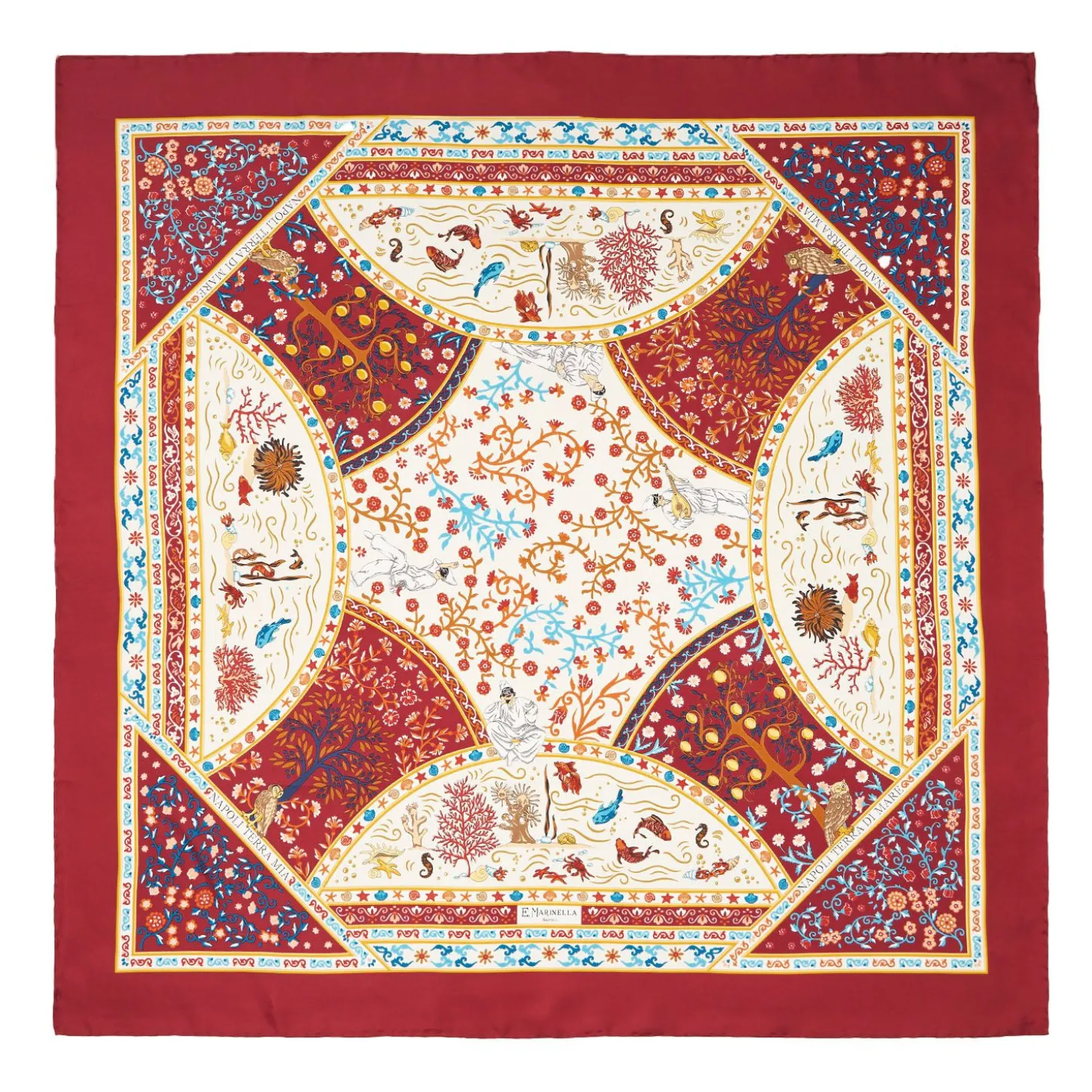 Burgundy Silk Scarf 90 - Napoli Terra Mia
