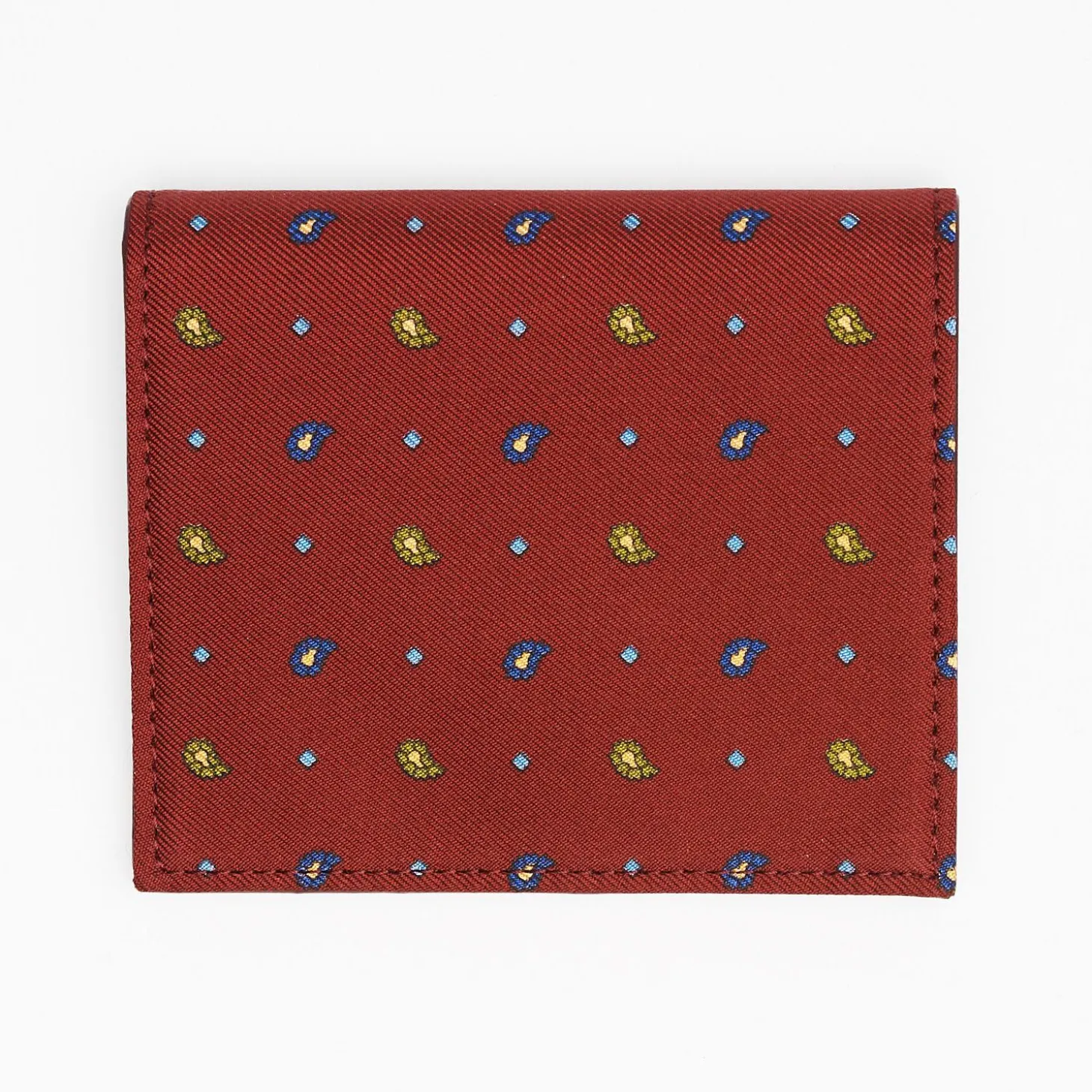 Burgundy Small Wallet In Silk And Leather