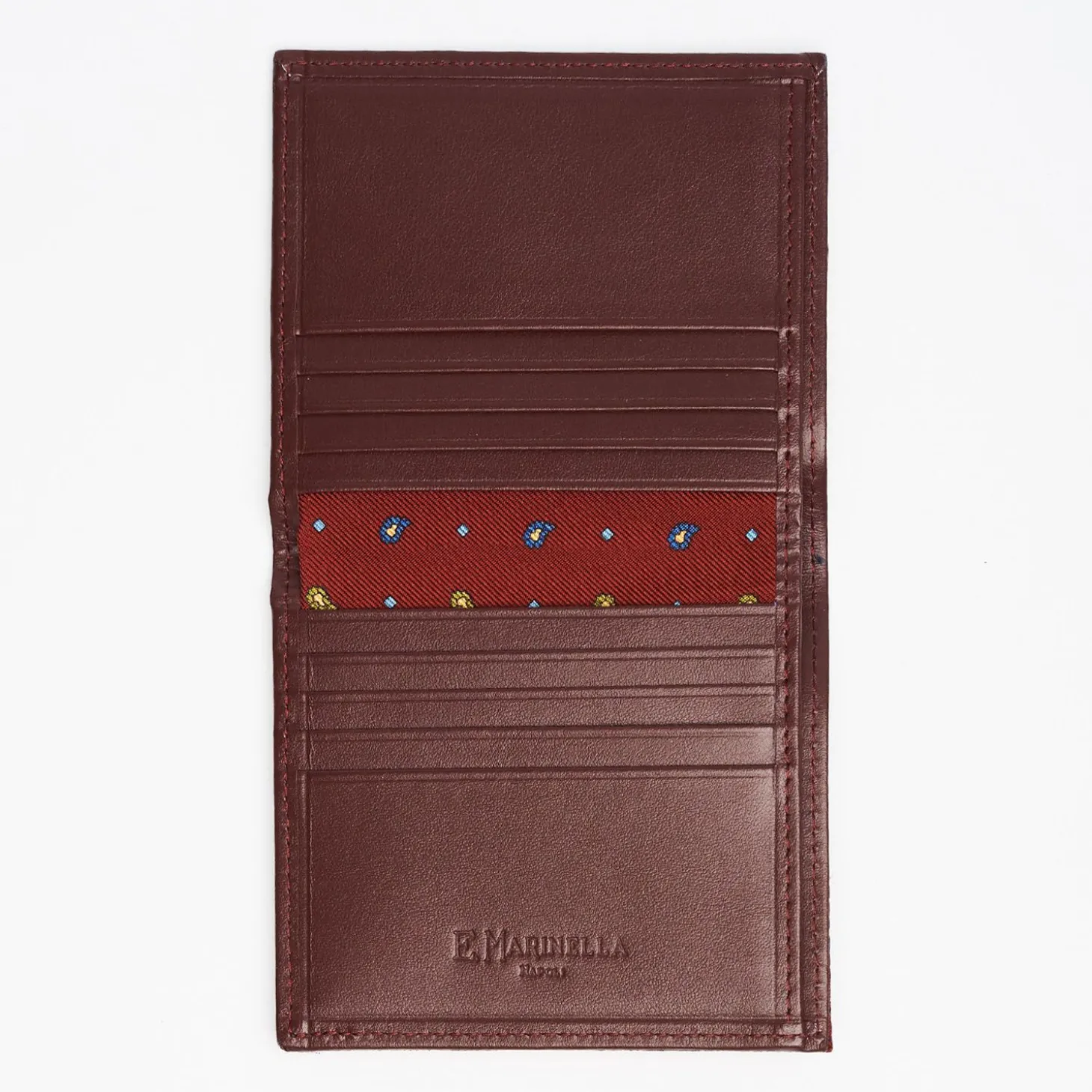 Burgundy Small Wallet In Silk And Leather