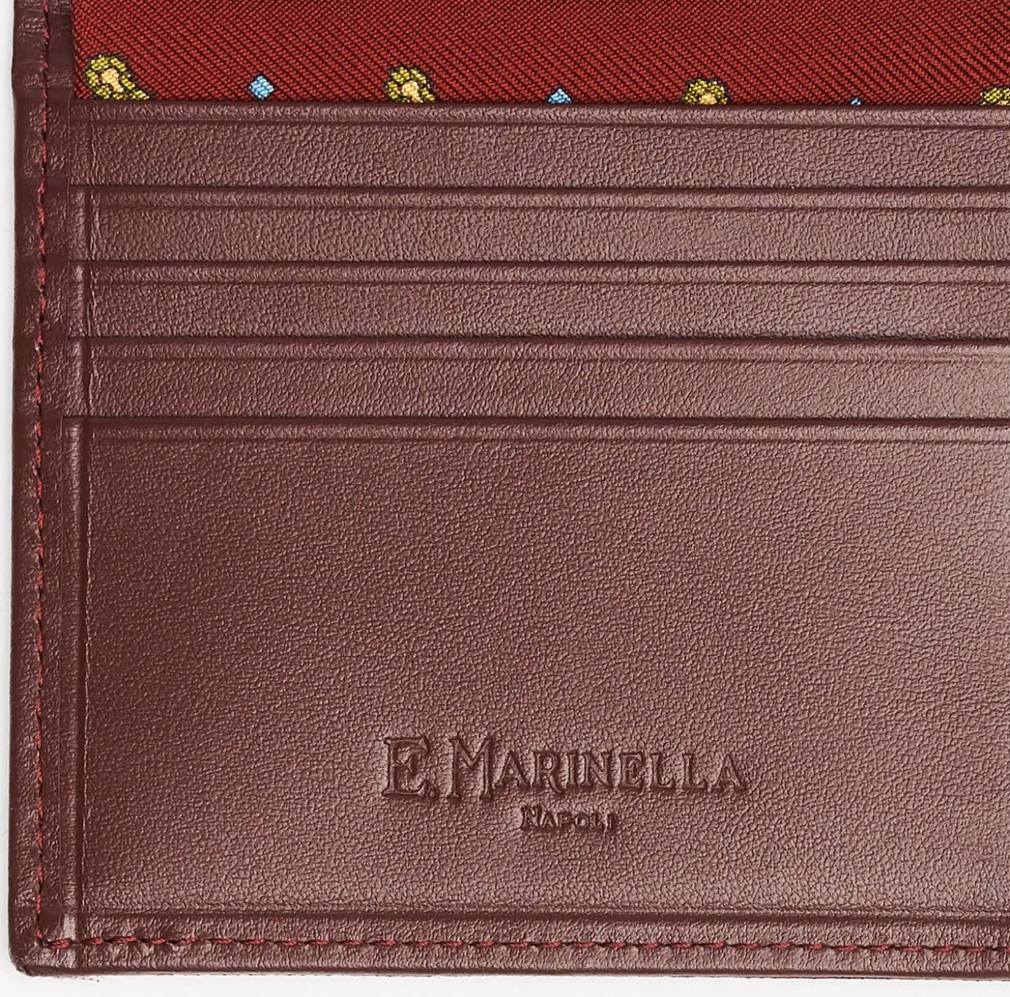 Burgundy Small Wallet In Silk And Leather