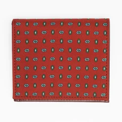 Burgundy Small Wallet In Silk And Leather