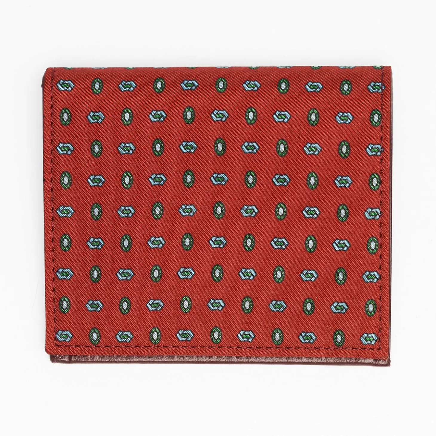 Burgundy Small Wallet In Silk And Leather