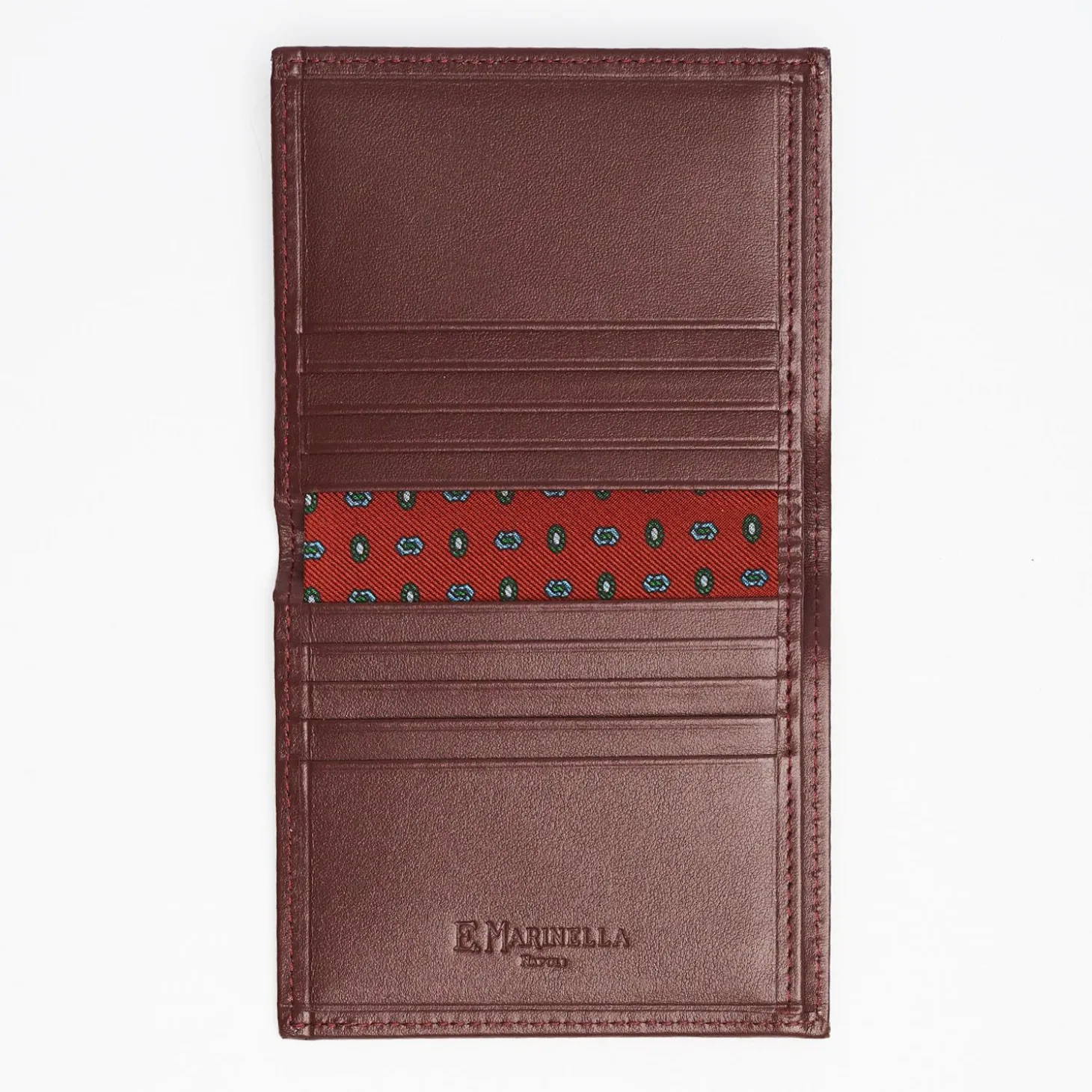 Burgundy Small Wallet In Silk And Leather
