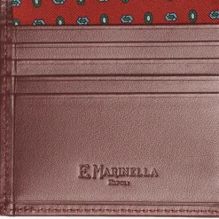 Burgundy Small Wallet In Silk And Leather
