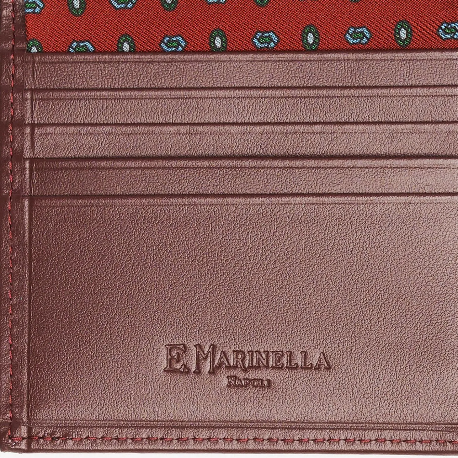 Burgundy Small Wallet In Silk And Leather
