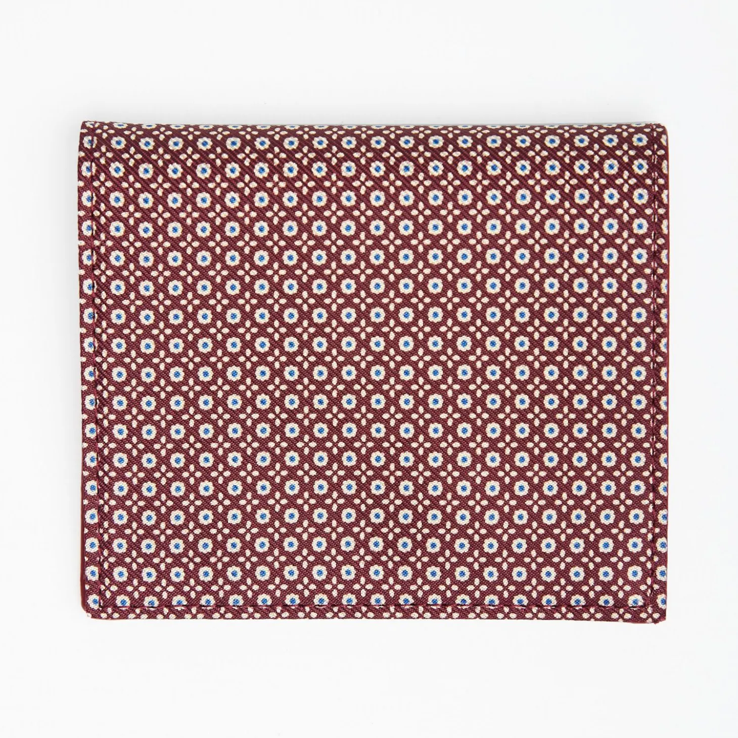 Burgundy Small Wallet In Silk And Leather