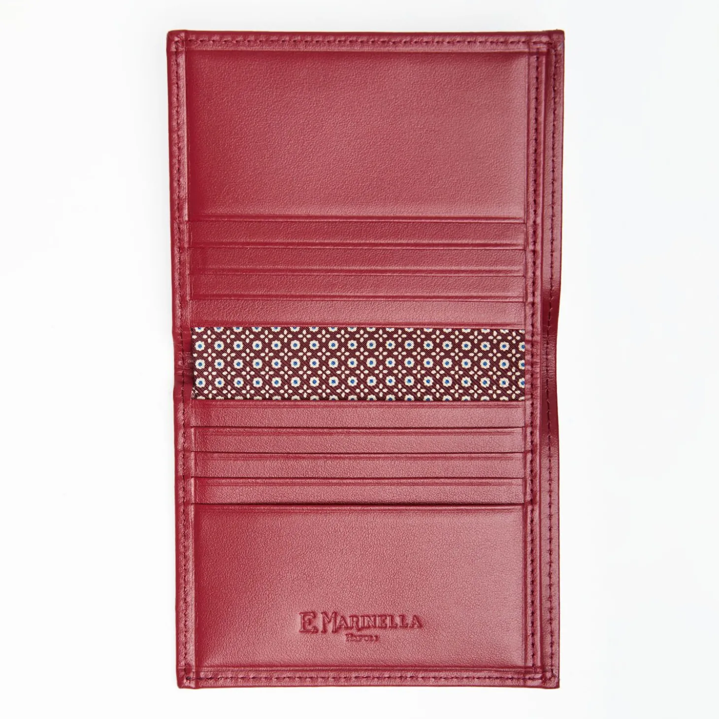 Burgundy Small Wallet In Silk And Leather