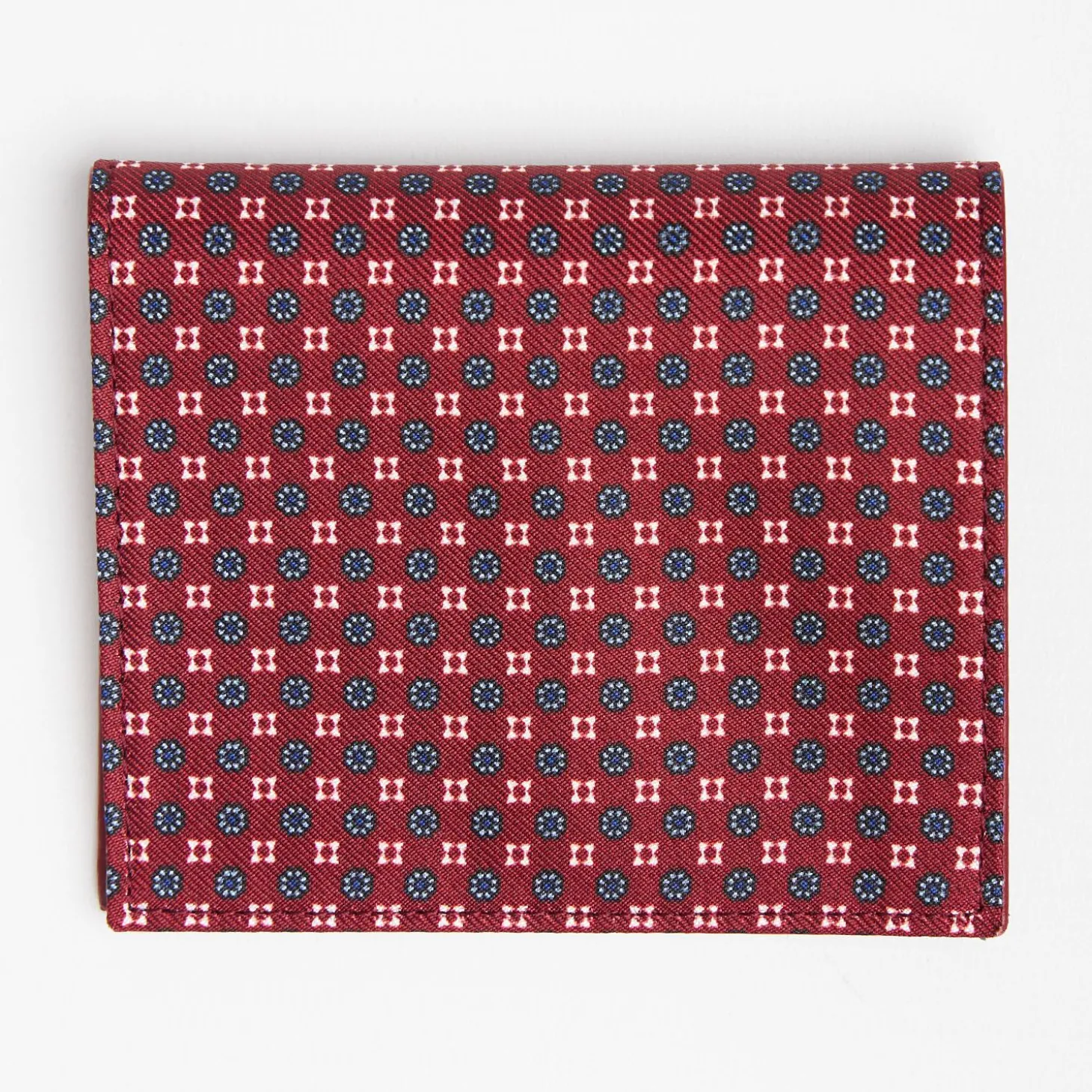 Burgundy Small Wallet In Silk And Leather