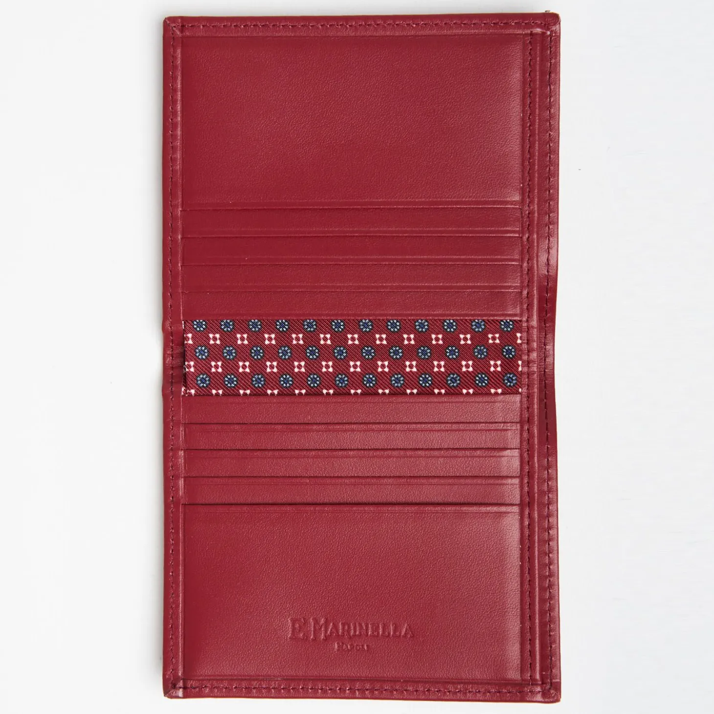 Burgundy Small Wallet In Silk And Leather