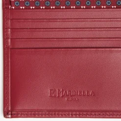 Burgundy Small Wallet In Silk And Leather