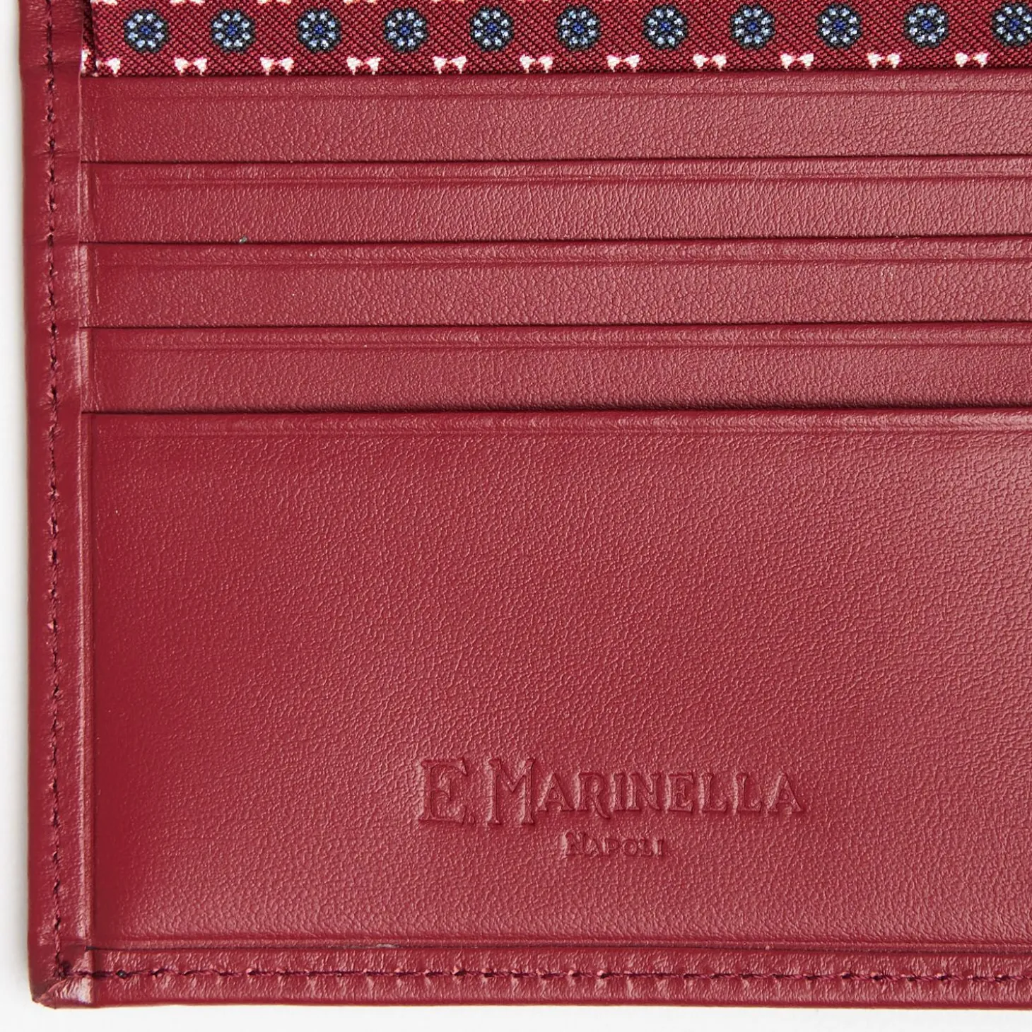 Burgundy Small Wallet In Silk And Leather