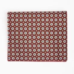 Burgundy Small Wallet In Silk And Leather