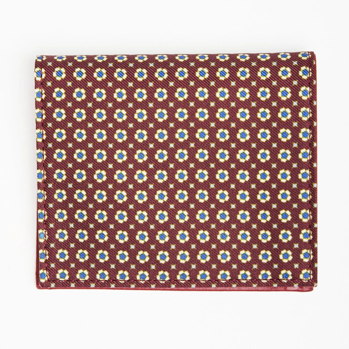 Burgundy Small Wallet In Silk And Leather