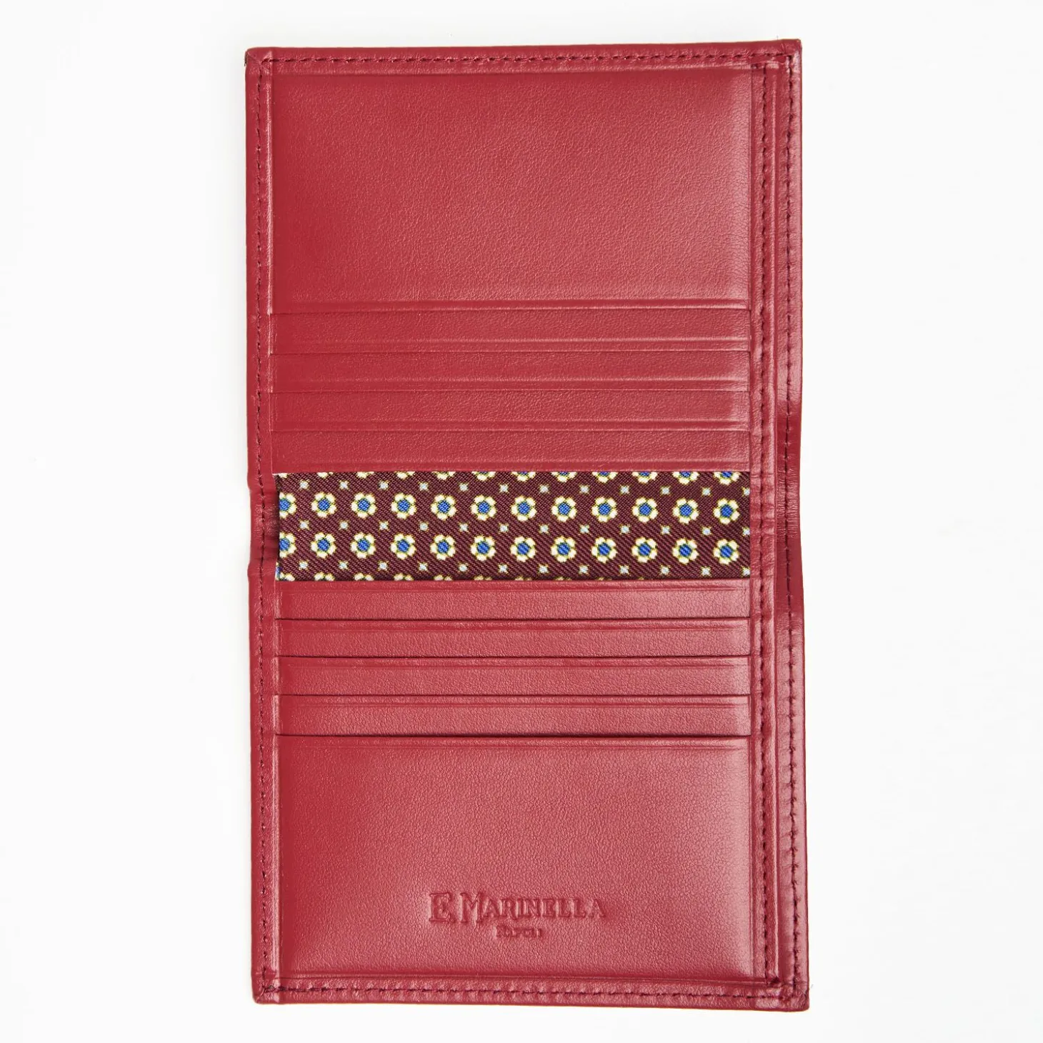 Burgundy Small Wallet In Silk And Leather