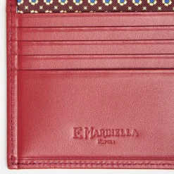 Burgundy Small Wallet In Silk And Leather