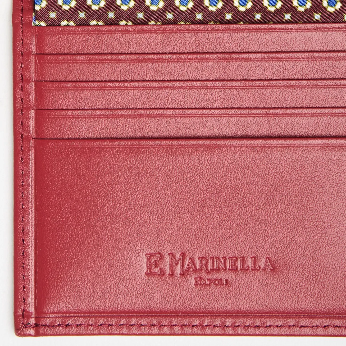 Burgundy Small Wallet In Silk And Leather