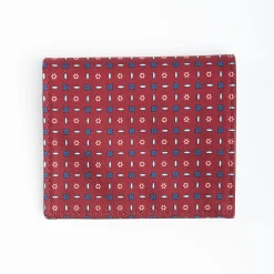Burgundy Small Wallet In Silk And Leather