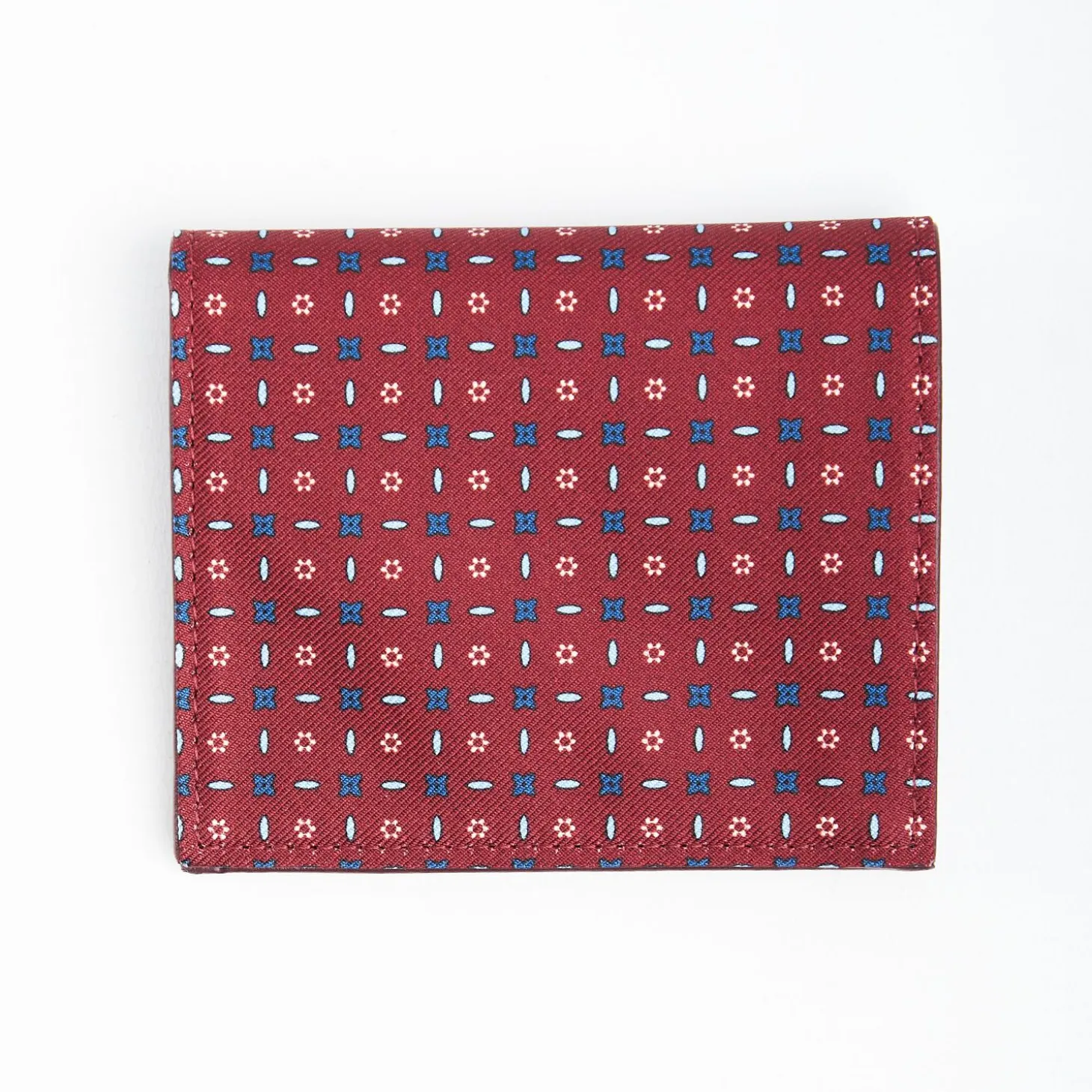 Burgundy Small Wallet In Silk And Leather
