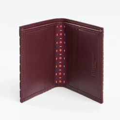 Burgundy Small Wallet In Silk And Leather