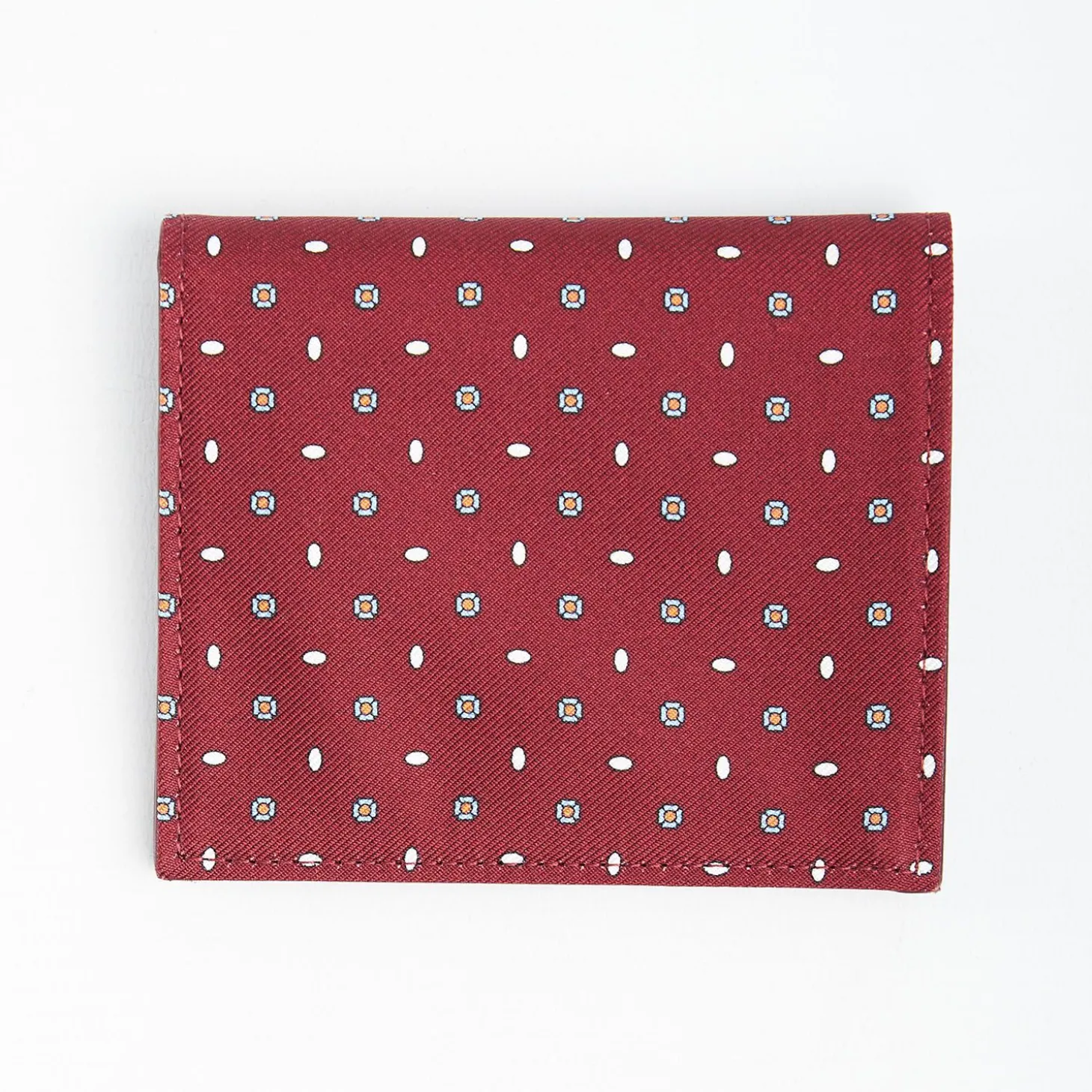 Burgundy Small Wallet In Silk And Leather