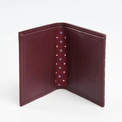 Burgundy Small Wallet In Silk And Leather
