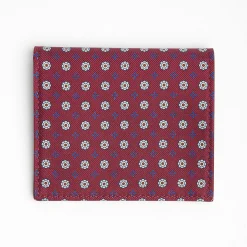 Burgundy Small Wallet In Silk And Leather