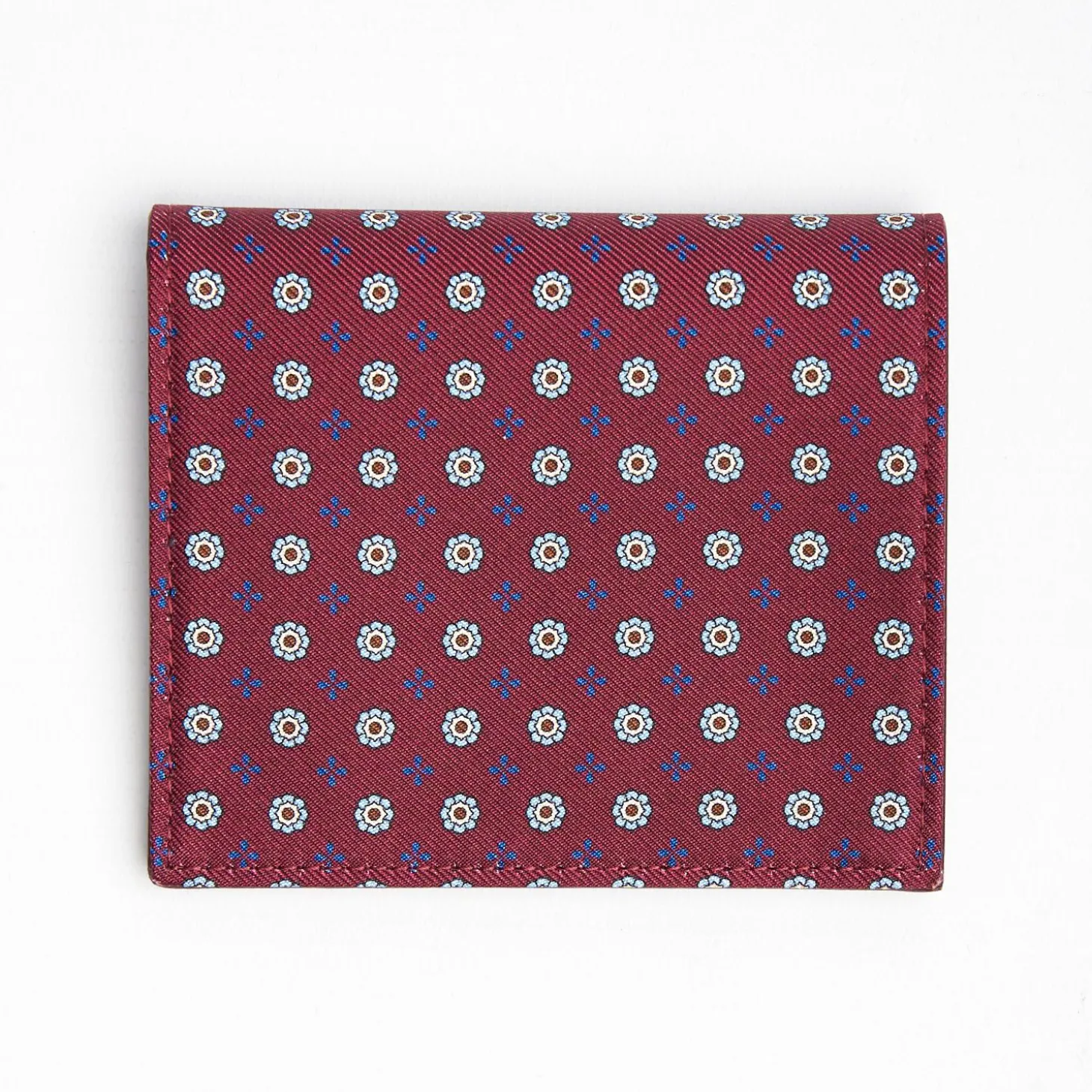 Burgundy Small Wallet In Silk And Leather