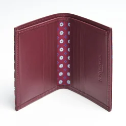 Burgundy Small Wallet In Silk And Leather