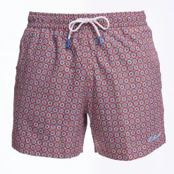 Burgundy Swim Short - Large Flower Pattern