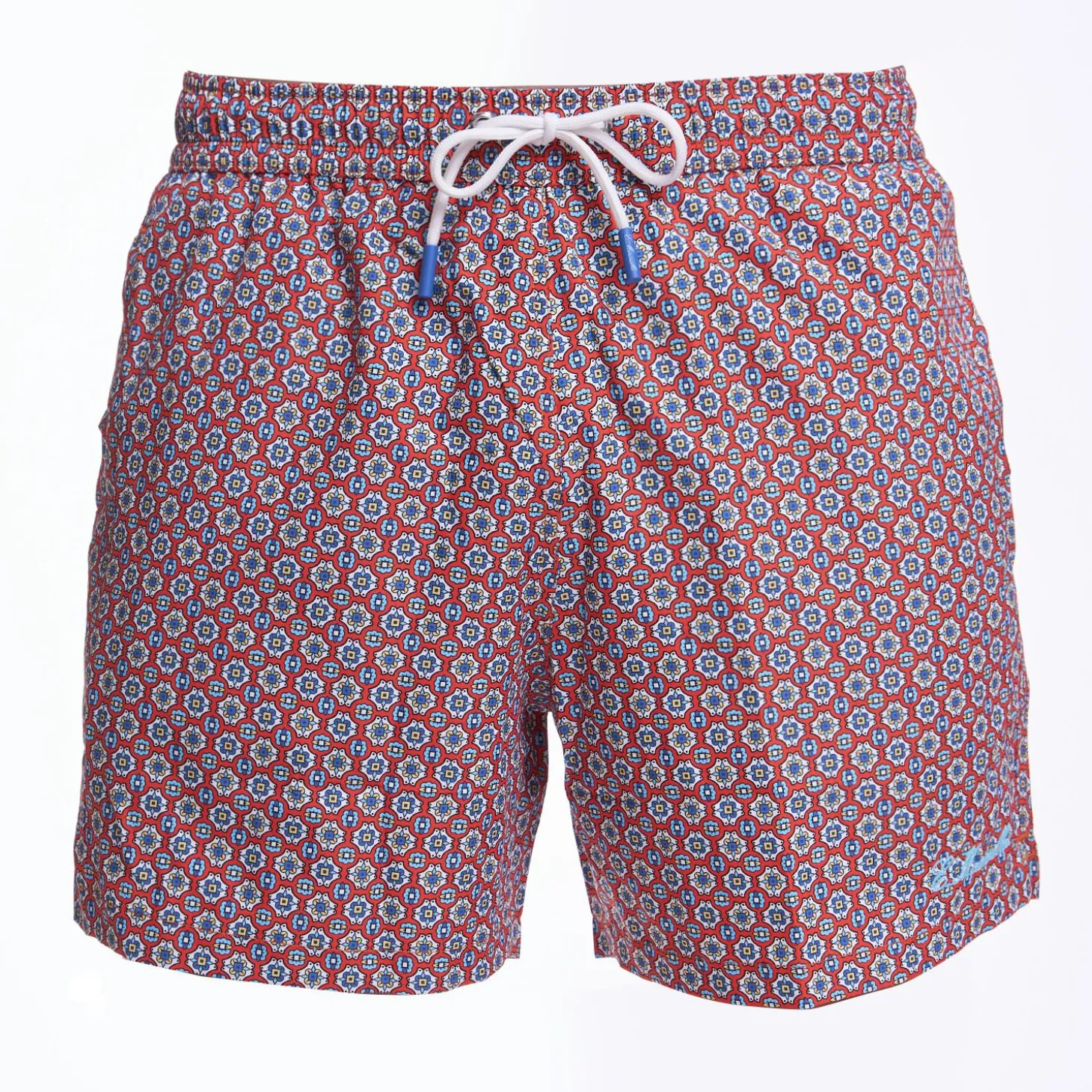Burgundy Swim Short - Large Flower Pattern