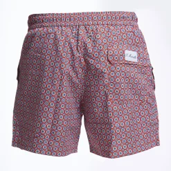 Burgundy Swim Short - Large Flower Pattern