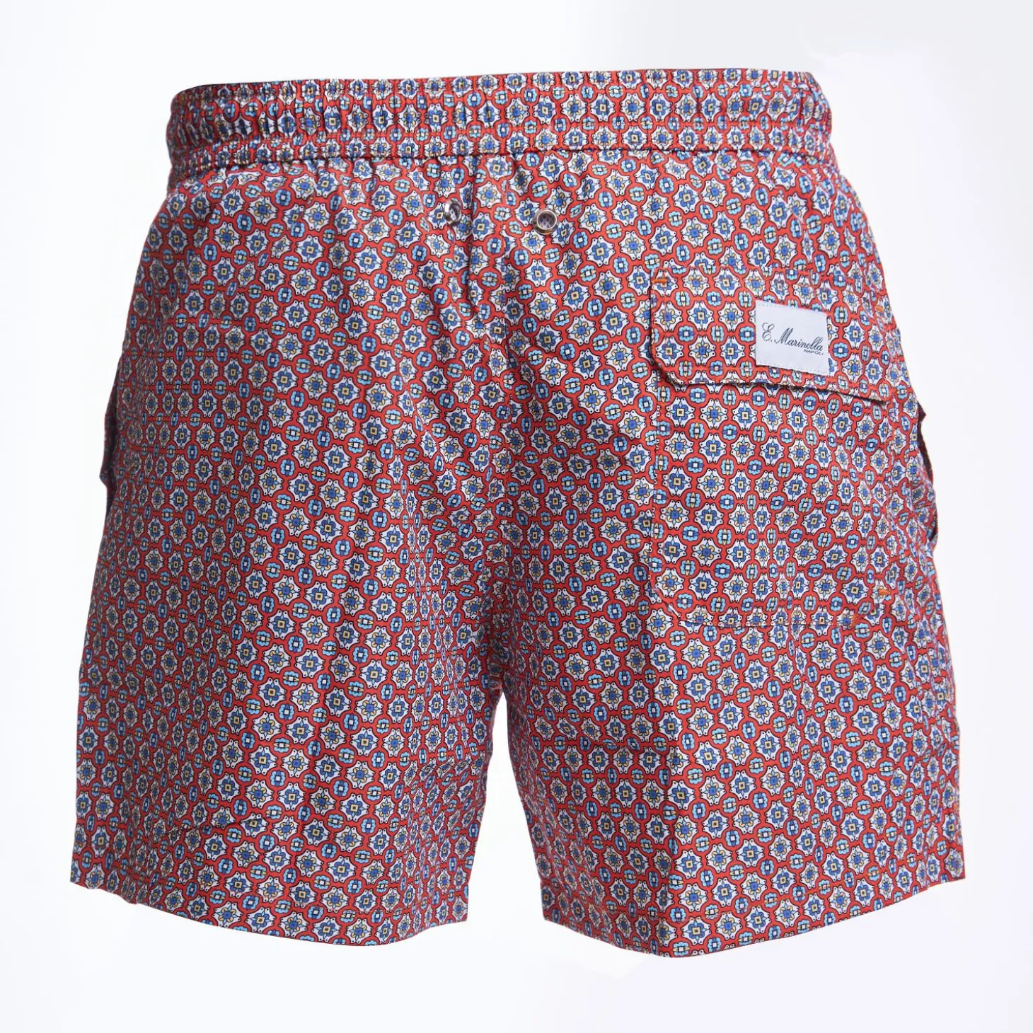 Burgundy Swim Short - Large Flower Pattern