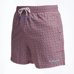 Burgundy Swim Short - Large Flower Pattern