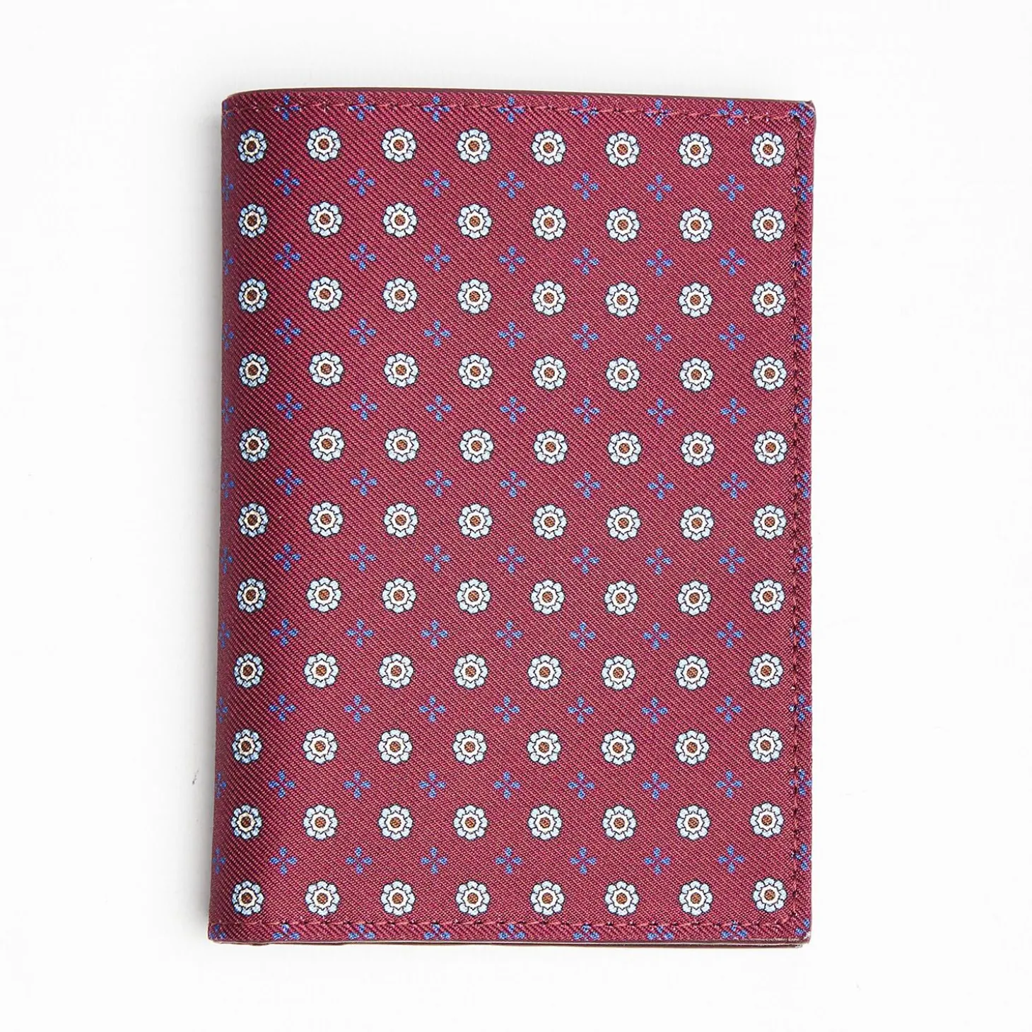 Burgundy Vertical Wallet In Silk And Leather
