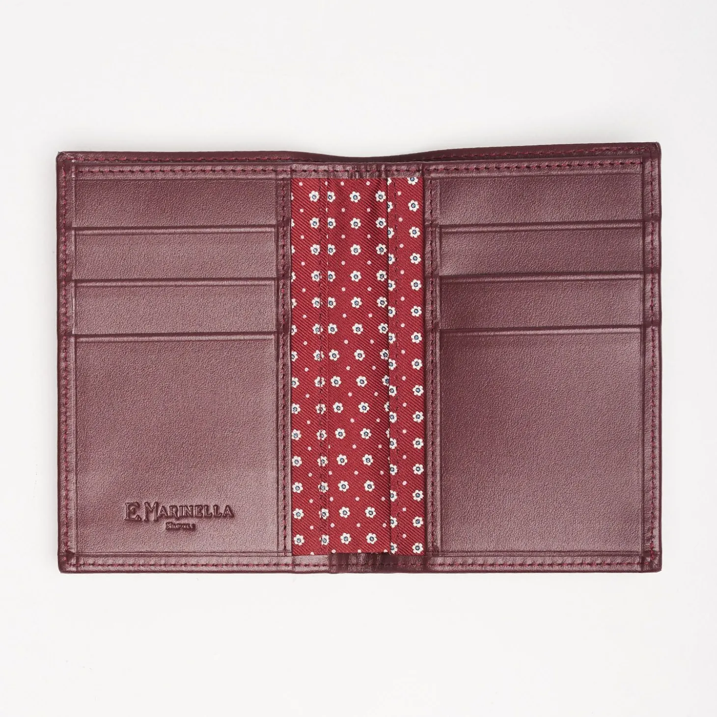 Burgundy Vertical Wallet In Silk And Leather