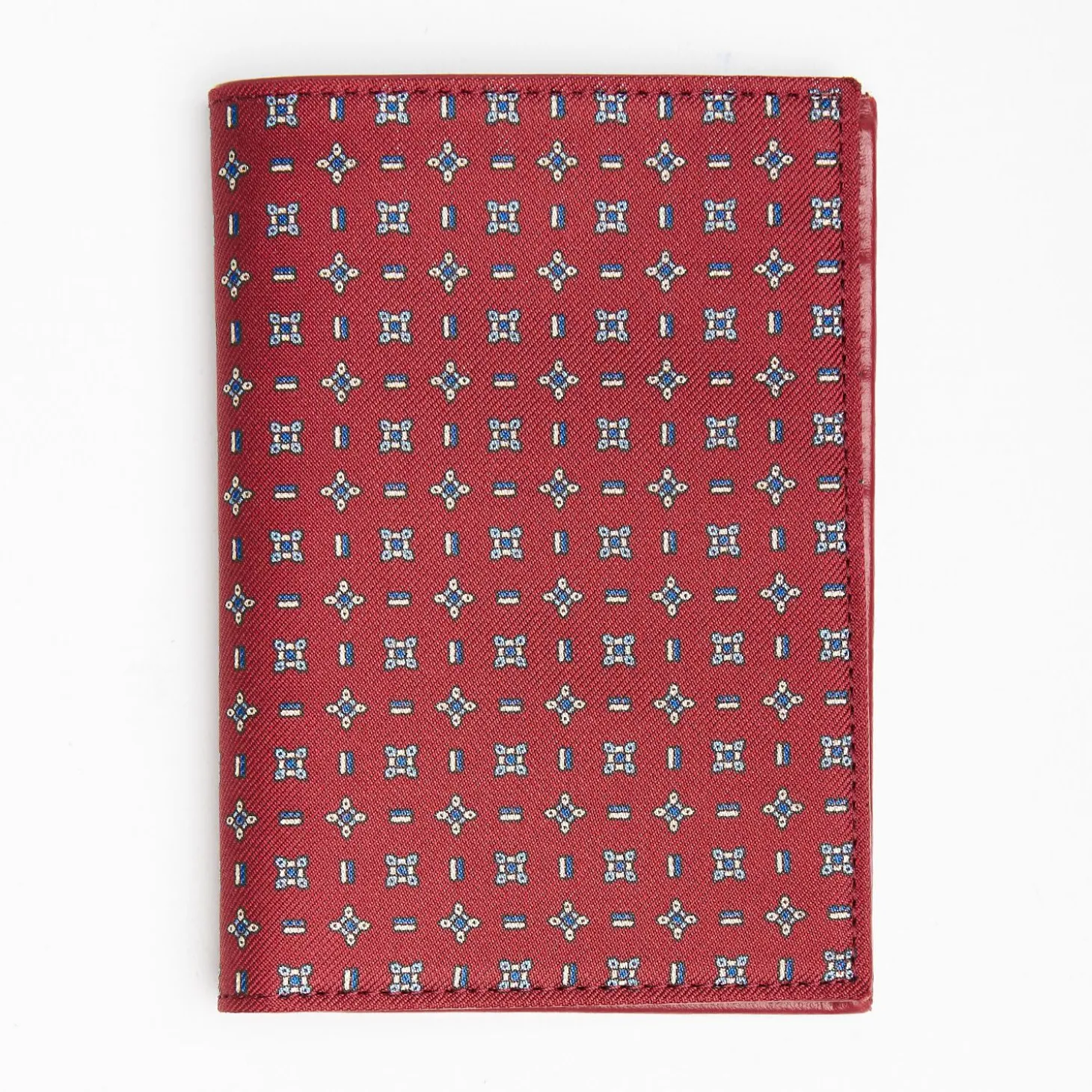 Burgundy Vertical Wallet In Silk And Leather